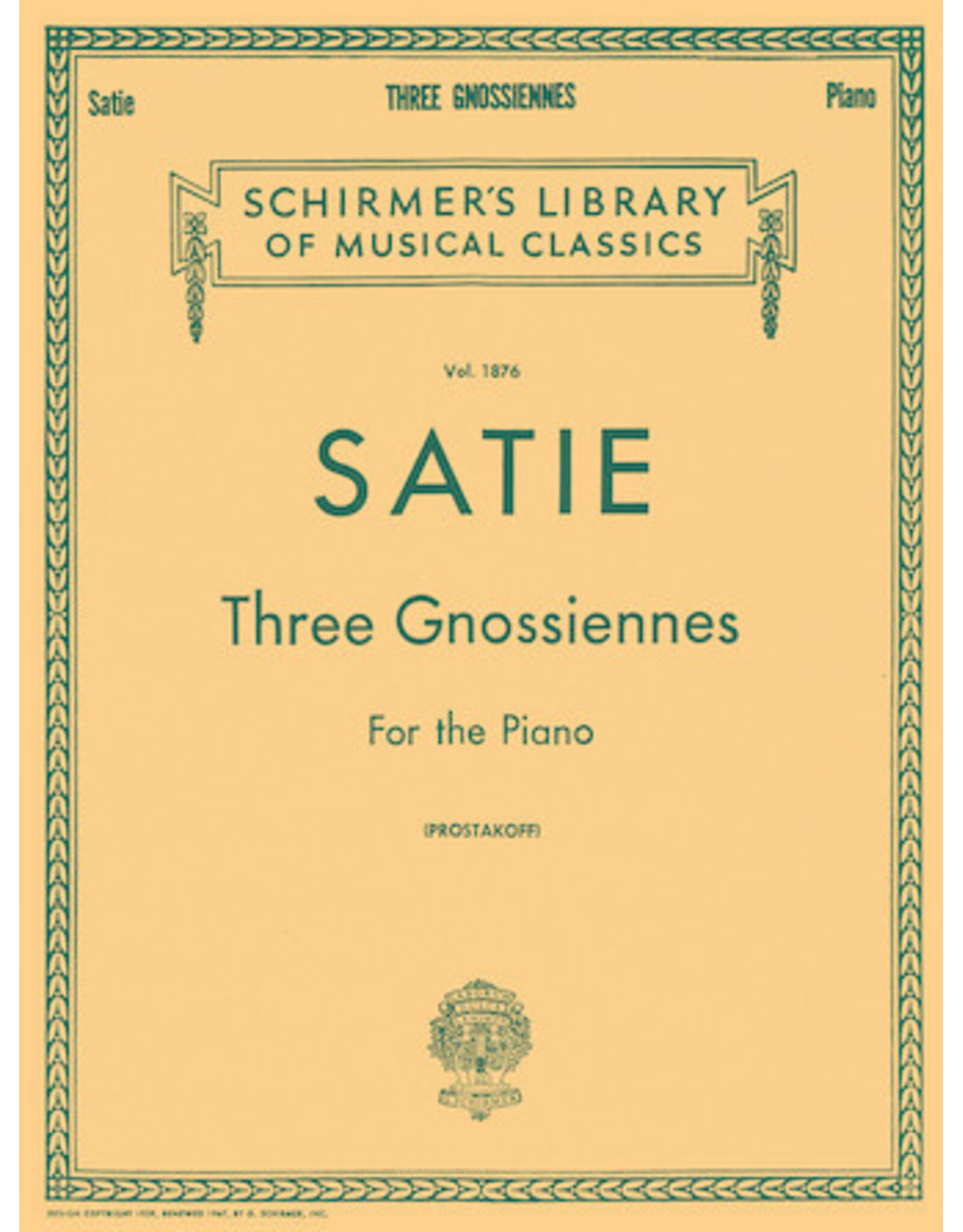 Hal Leonard Satie 3 Gnossiennes Piano Solo (Prostakoff) Piano Large Works Piano Solo