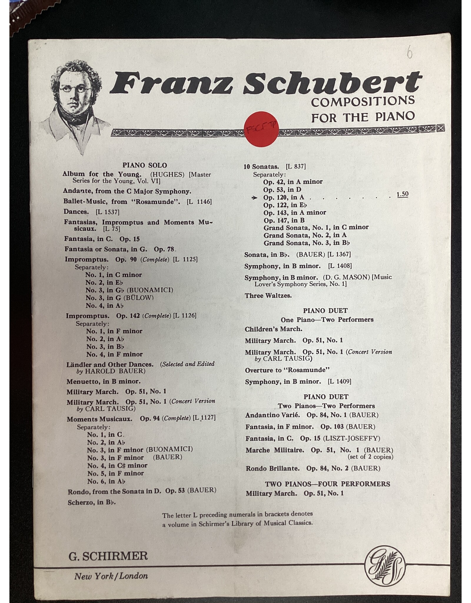 Generic Schubert Sonata op. 120 in A Major