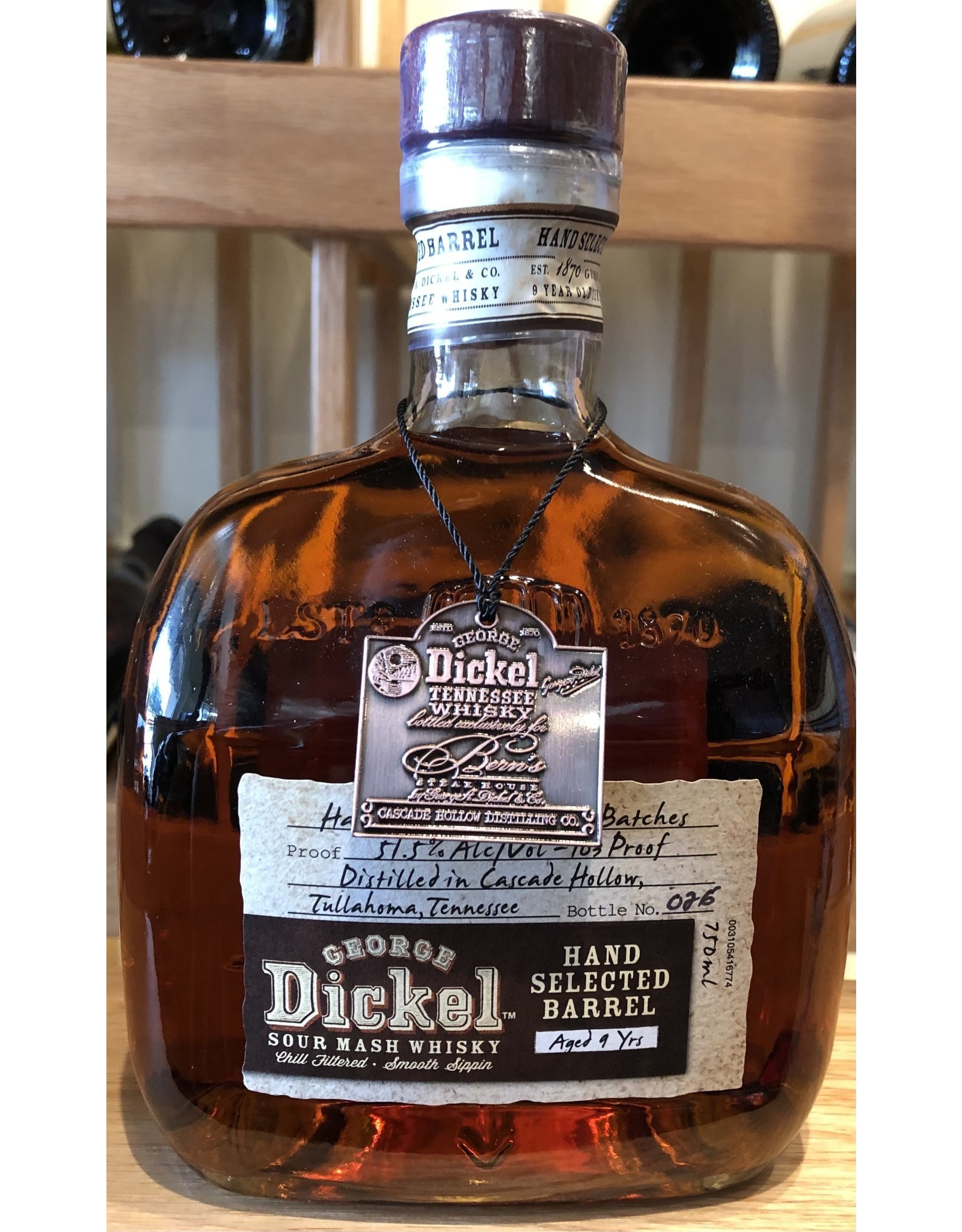 1. Bern's Select George Dickel Barrel 9 year Single Barrel Tennessee Whisky