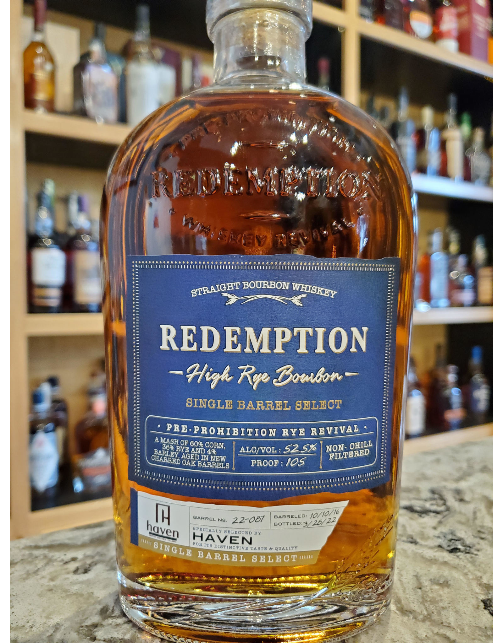 Haven Select, Redemption, High Rye Bourbon, Single Barrel
