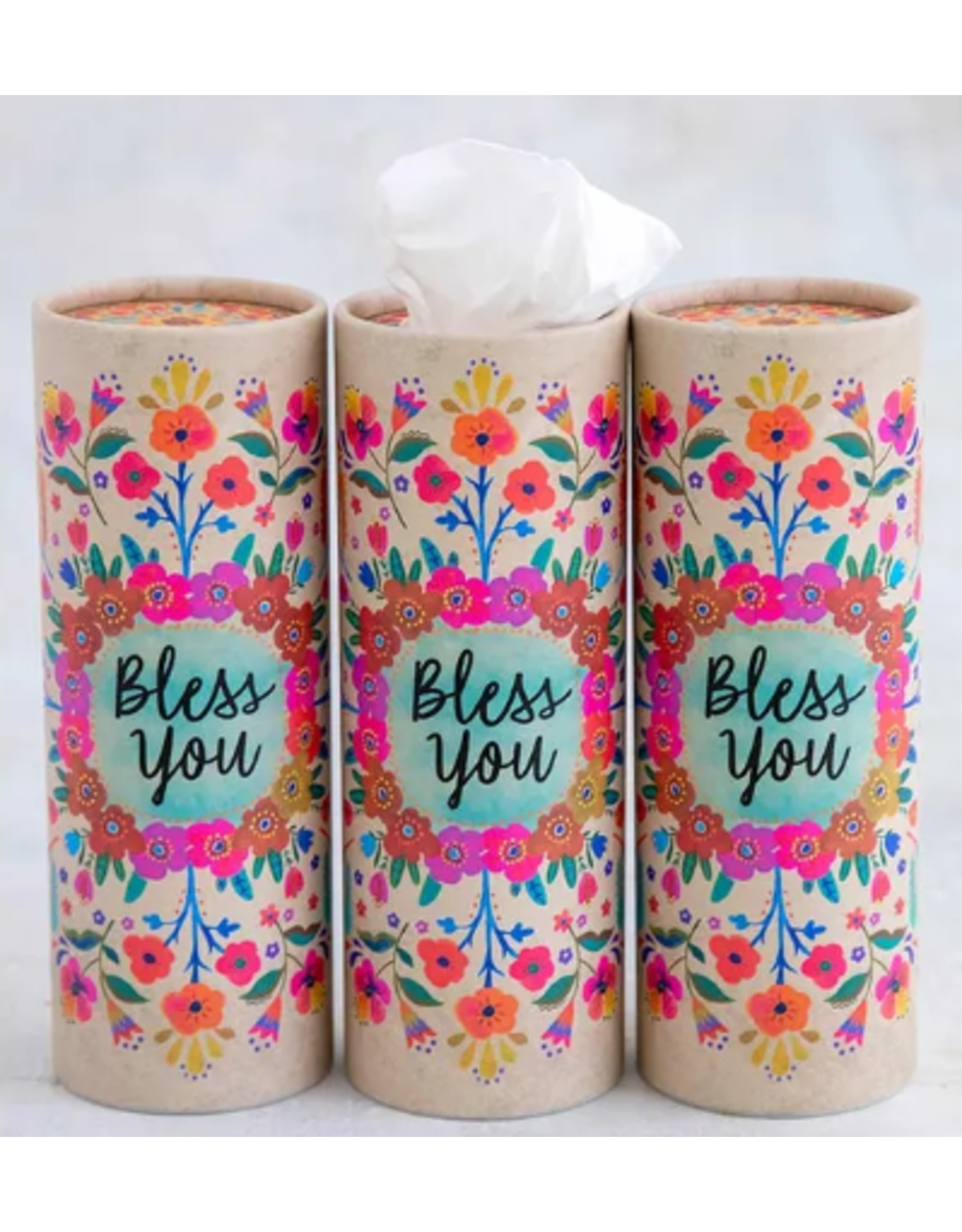 Natural LIfe Bless You Car Tissues, cream floral