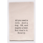 Flour Sack Towel, Love and a Dog