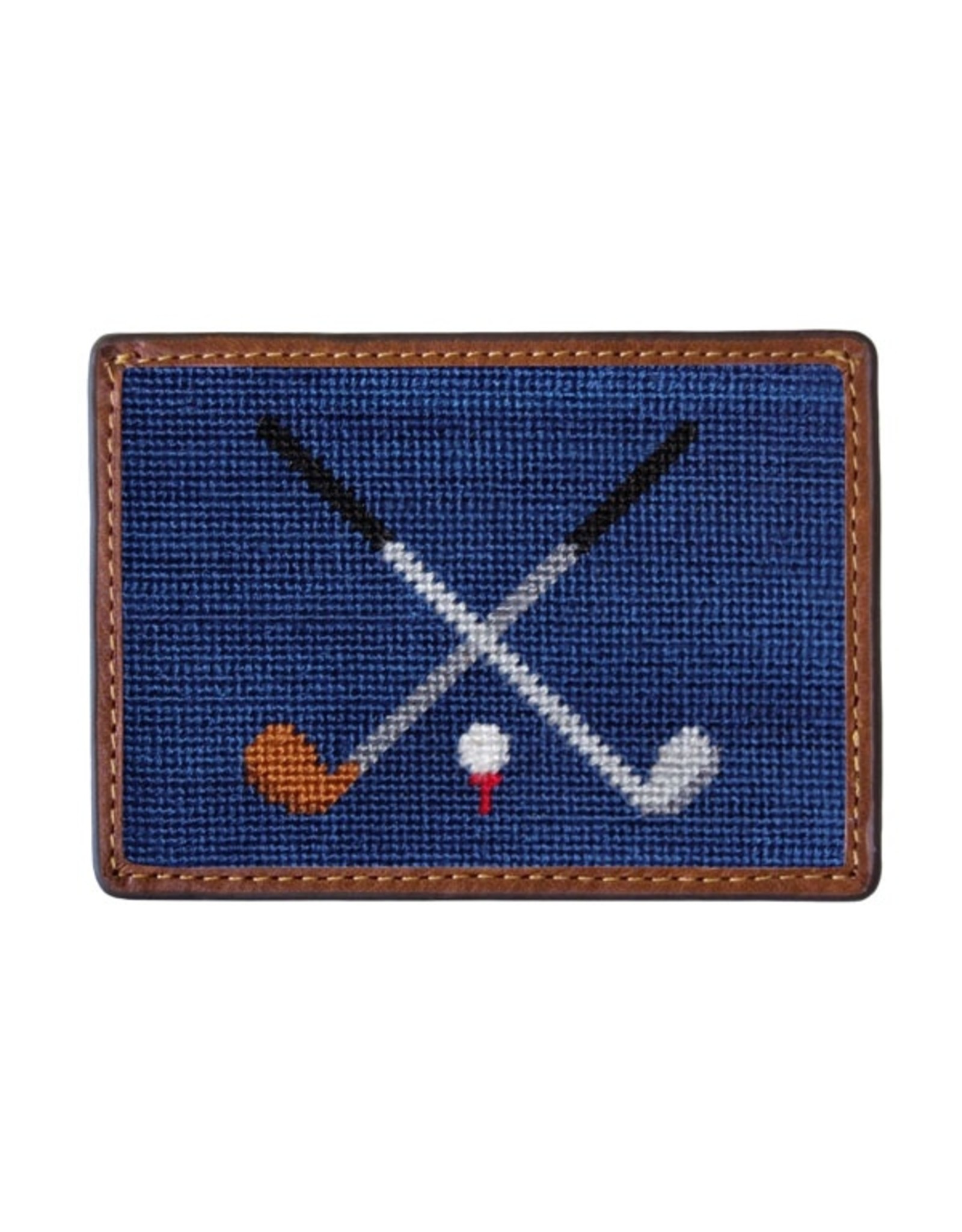 Smathers & Branson Crossed Clubs Needlepoint Card Wallet