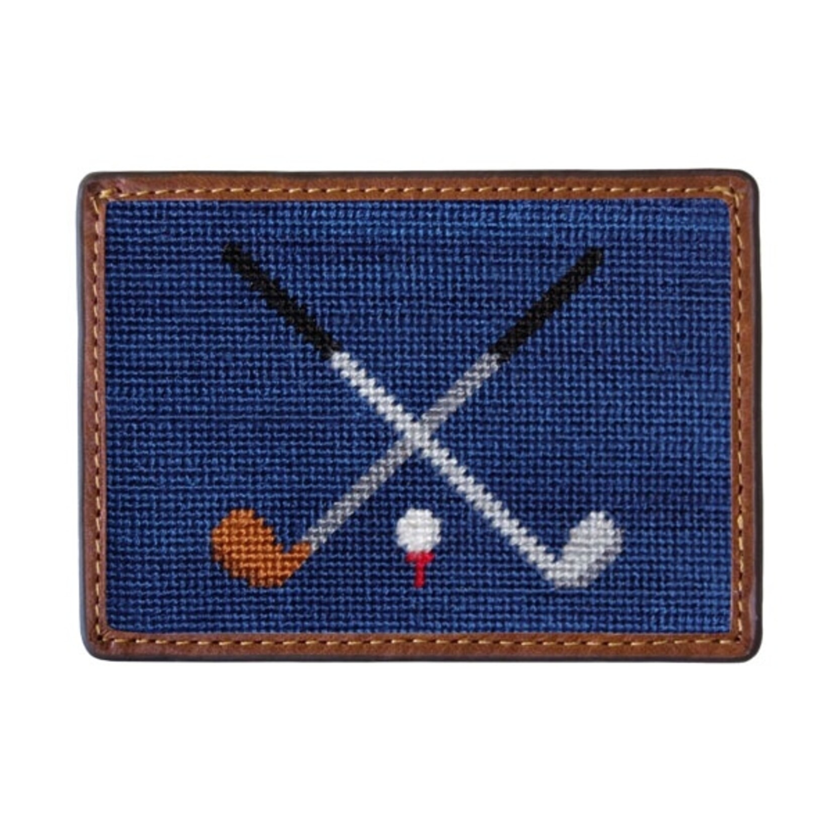 Smathers & Branson Crossed Clubs Needlepoint Card Wallet
