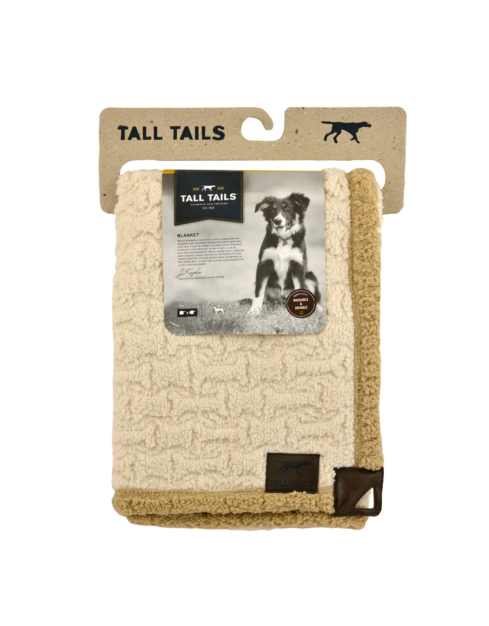 Tall Tails Sherpa Dog Blanket, 30x40, embossed bone cream