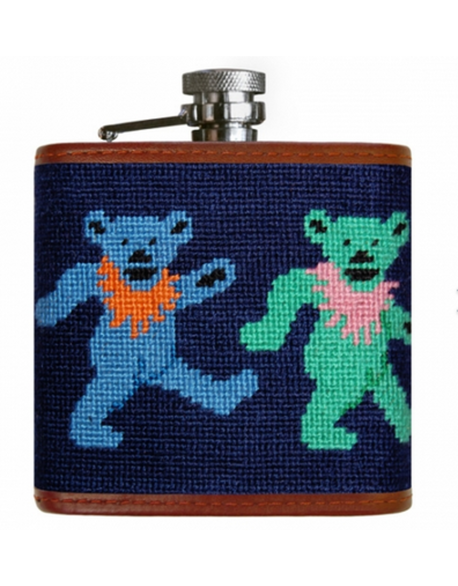 Smathers & Branson S&B Flask, Dancing Bears on Navy