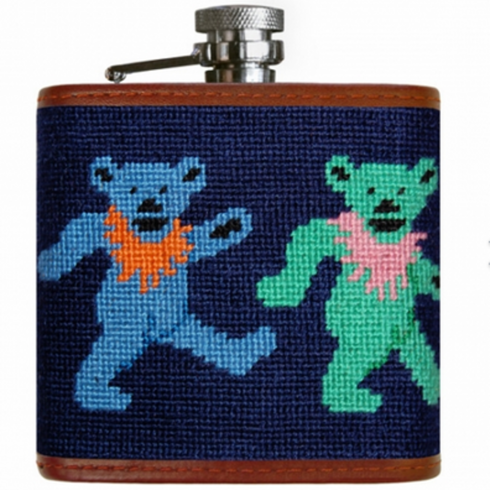 Smathers & Branson S&B Flask, Dancing Bears on Navy