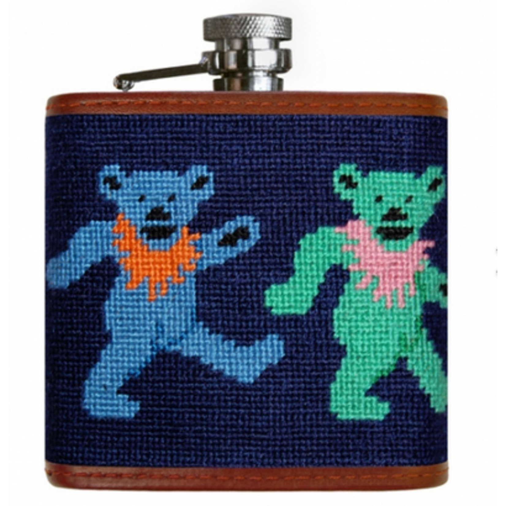 Smathers & Branson S&B Flask, Dancing Bears on Navy