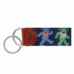 Smathers & Branson S&B Needlepoint Key Fob, Dancing Bears, dark navy