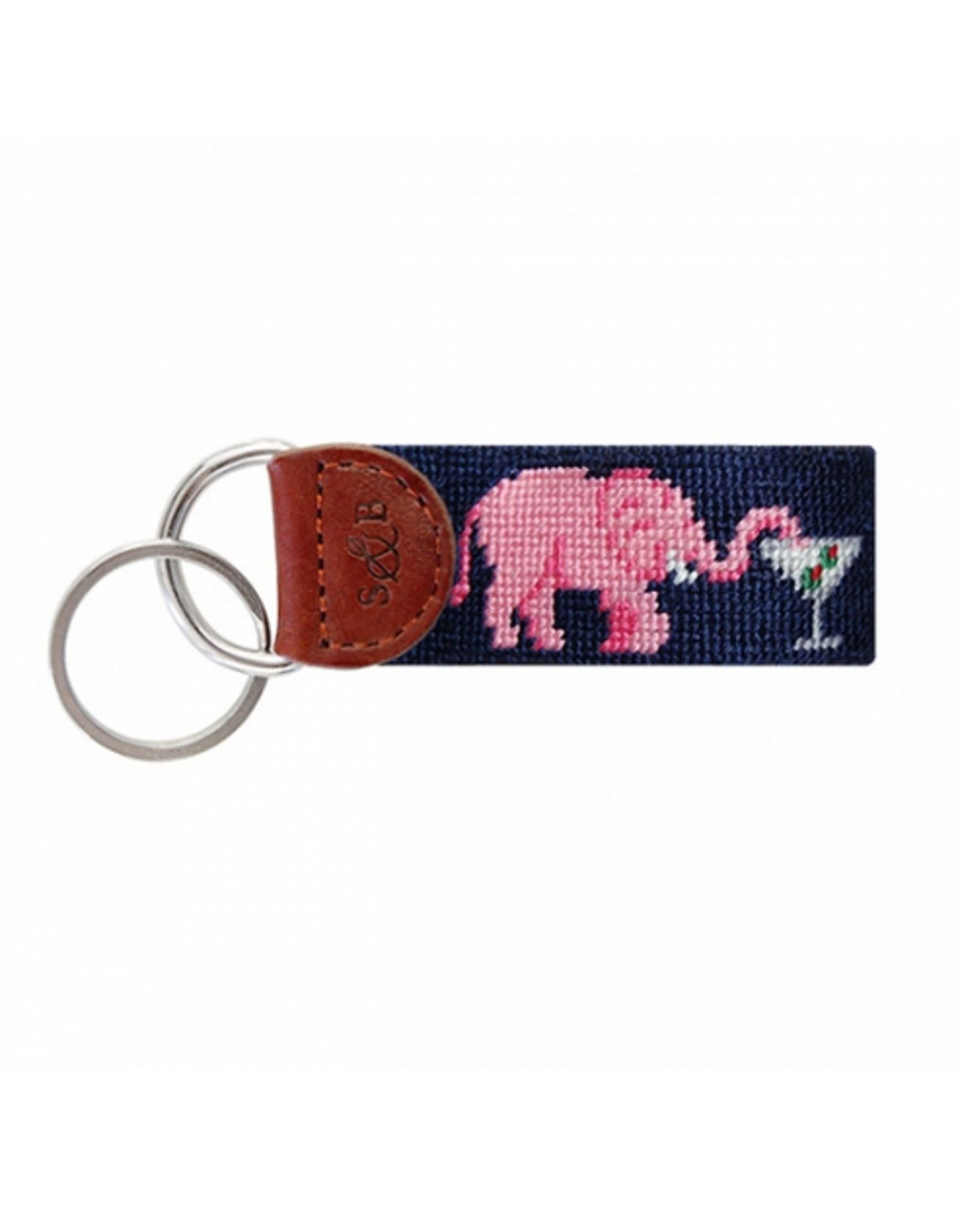 Smathers & Branson S&B Needlepoint Key Fob, Elephant Martini