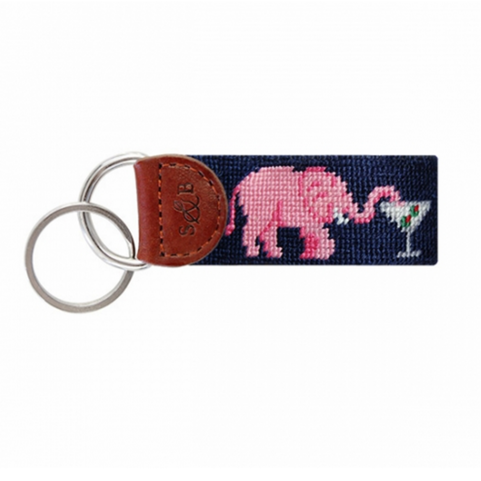 Smathers & Branson S&B Needlepoint Key Fob, Elephant Martini