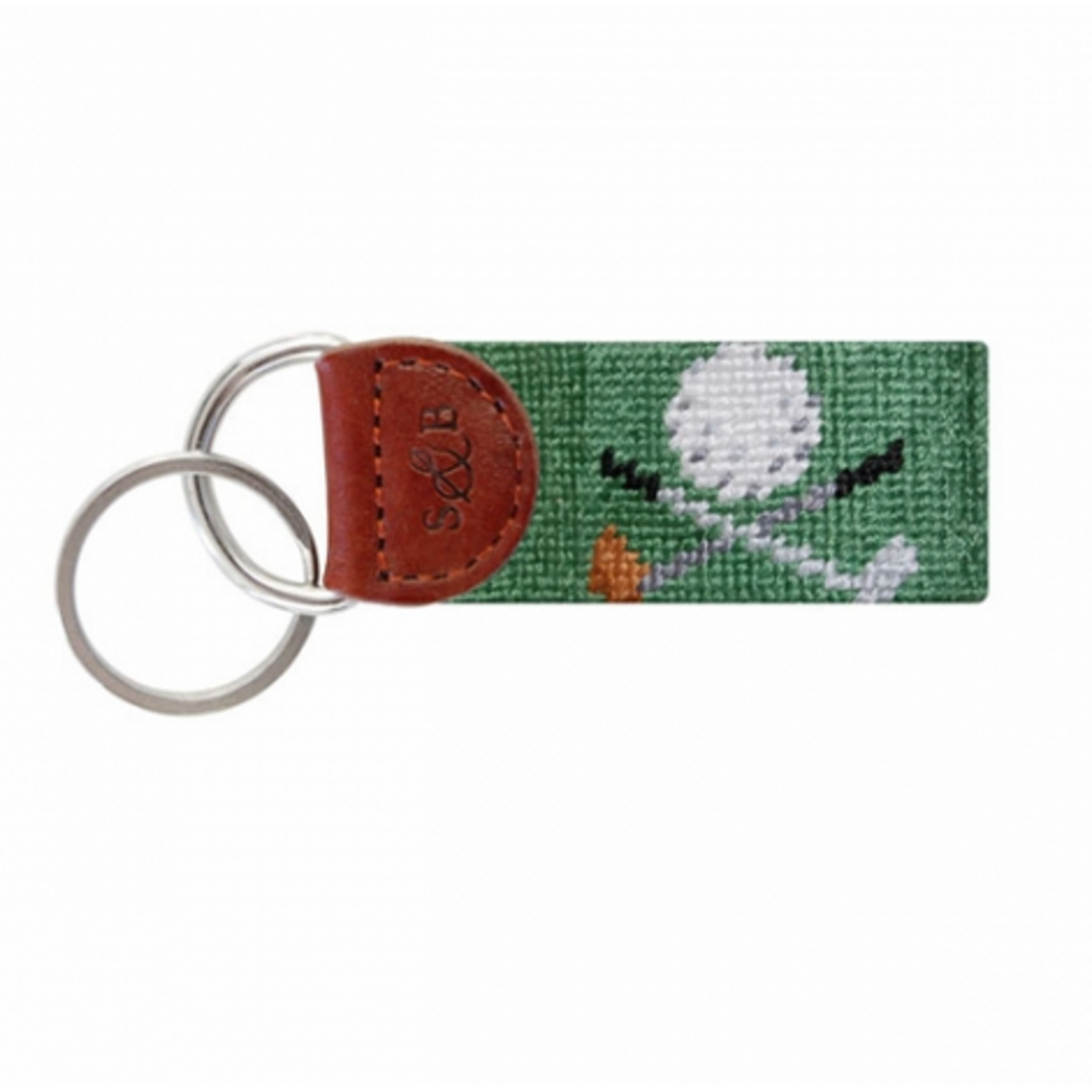 Smathers & Branson S&B Needlepoint Key Fob, Golf Clubs on sage