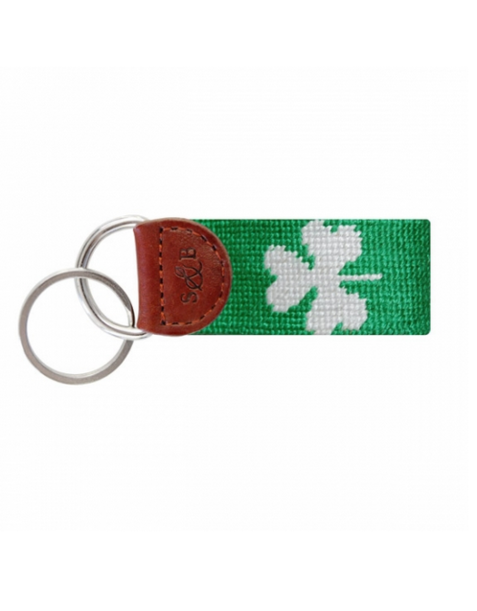Smathers & Branson S&B Needlepoint Key Fob, Shamrock, Kelly Green