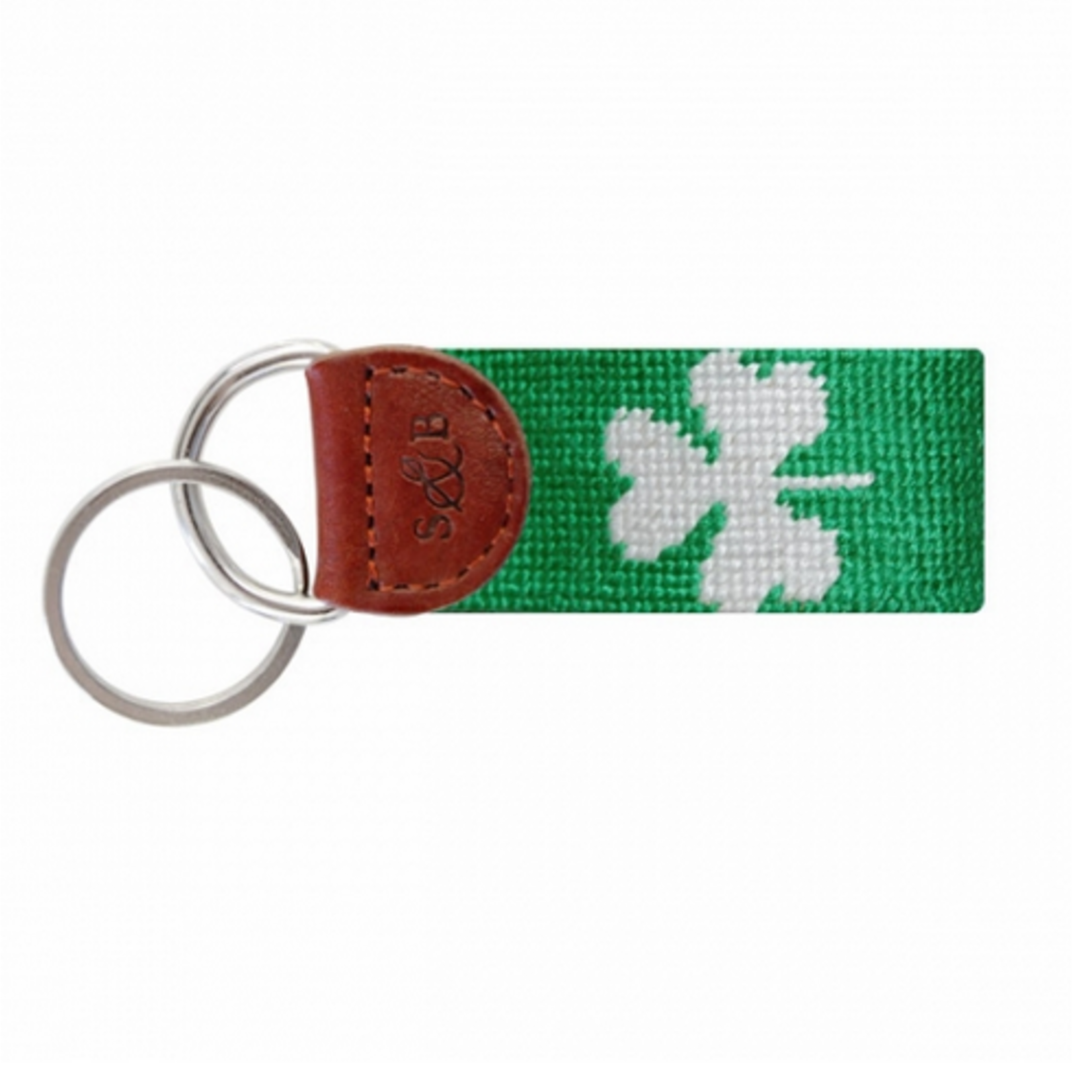 Smathers & Branson S&B Needlepoint Key Fob, Shamrock, Kelly Green
