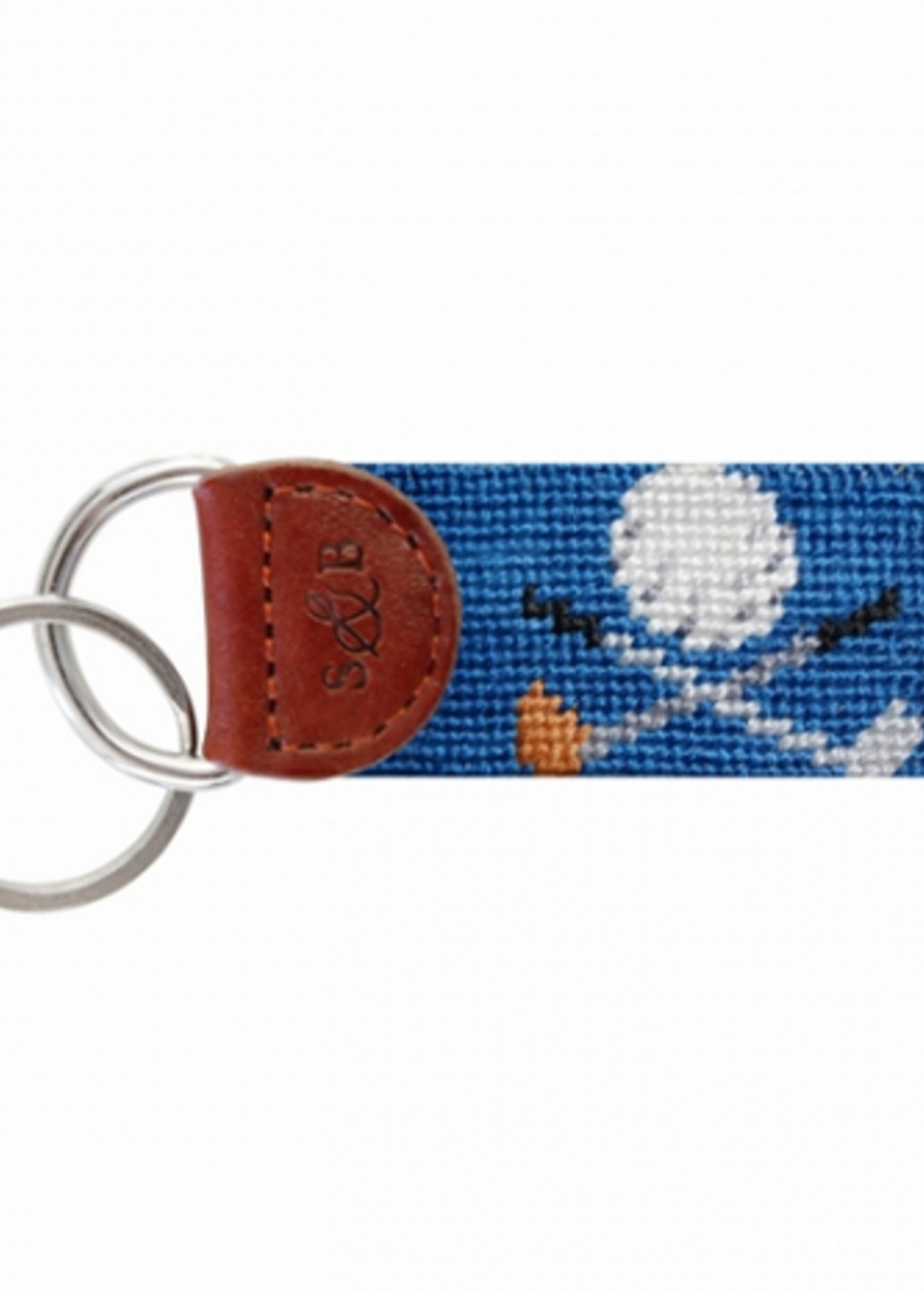 Smathers & Branson S&B Needlepoint Key Fob, Golf Clubs on blueberry