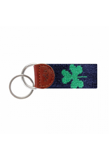 Smathers & Branson S&B Needlepoint Key Fob, Shamrock on dark navy