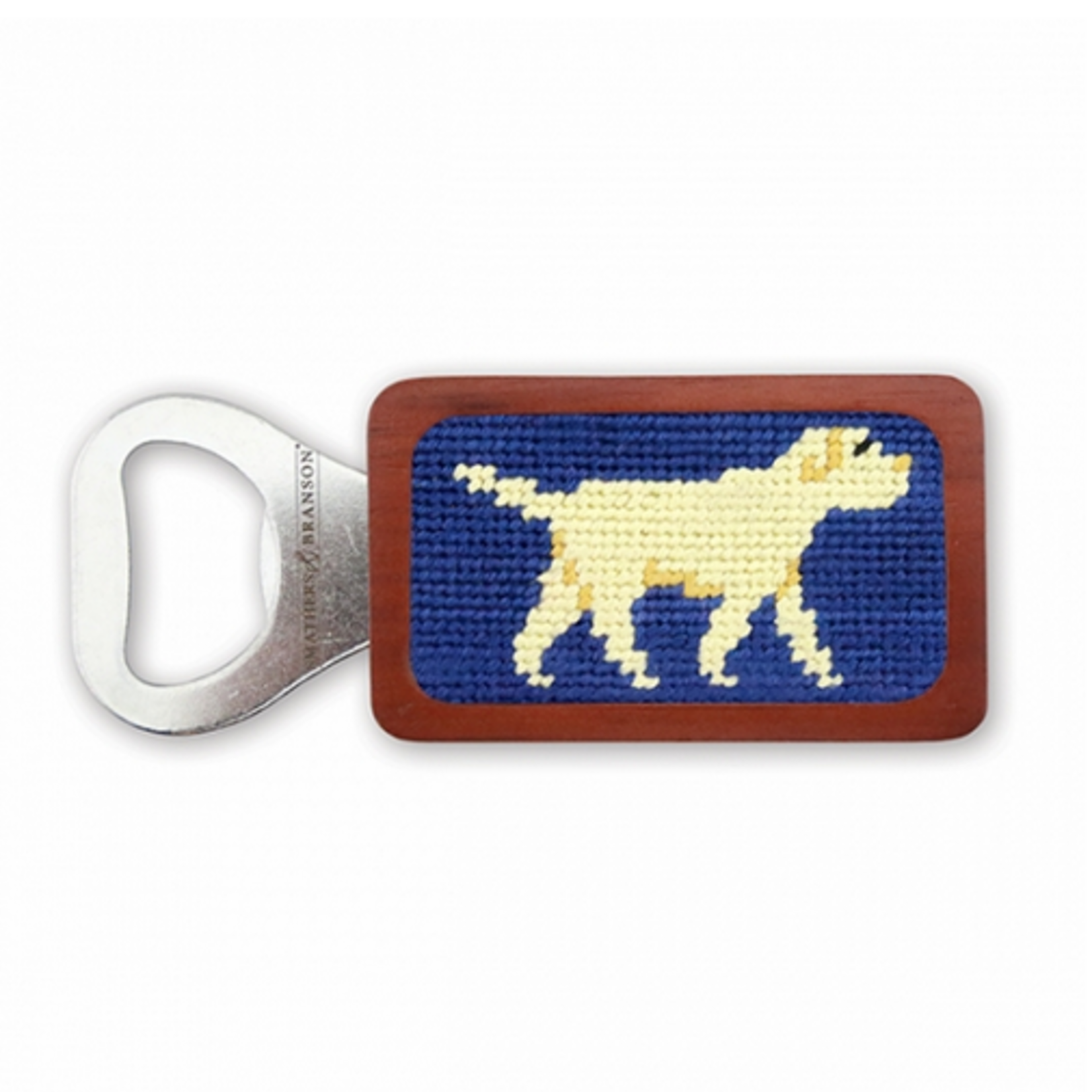 Smathers & Branson S&B Needlepoint Bottle Opener, Yellow Lab on Navy