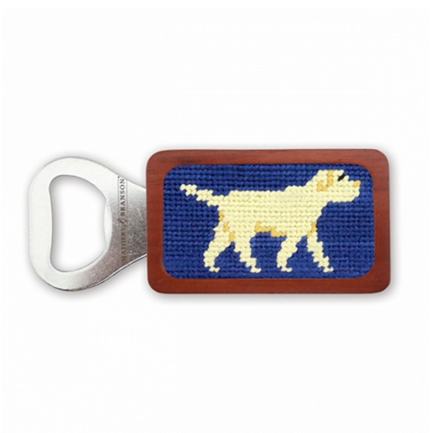 Smathers & Branson S&B Needlepoint Bottle Opener, Yellow Lab on Navy