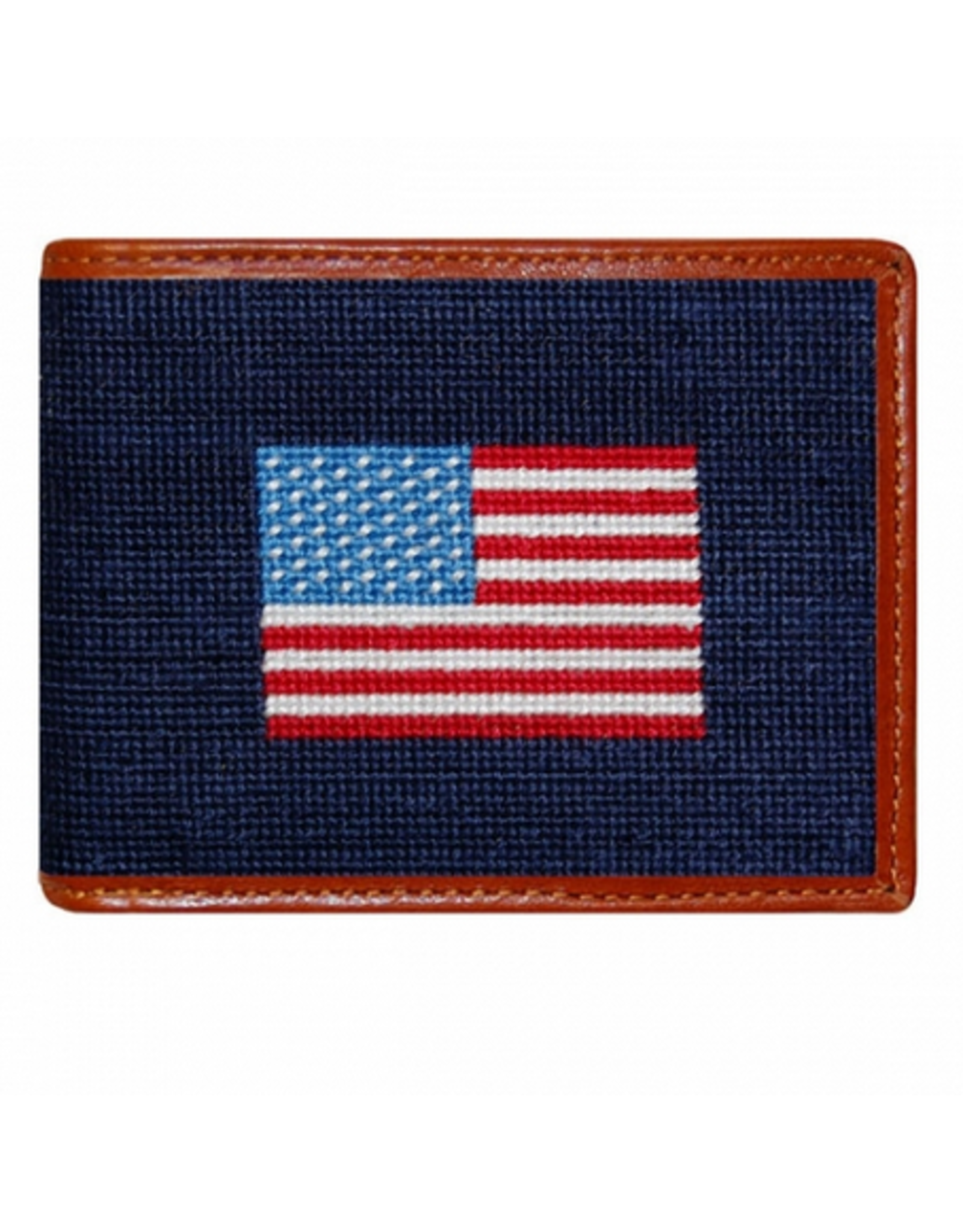 Smathers & Branson S&B Needlepoint Bi-fold Wallet, American Flag on Navy