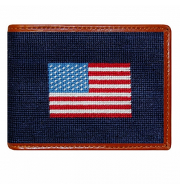 Smathers & Branson S&B Needlepoint Bi-fold Wallet, American Flag on Navy