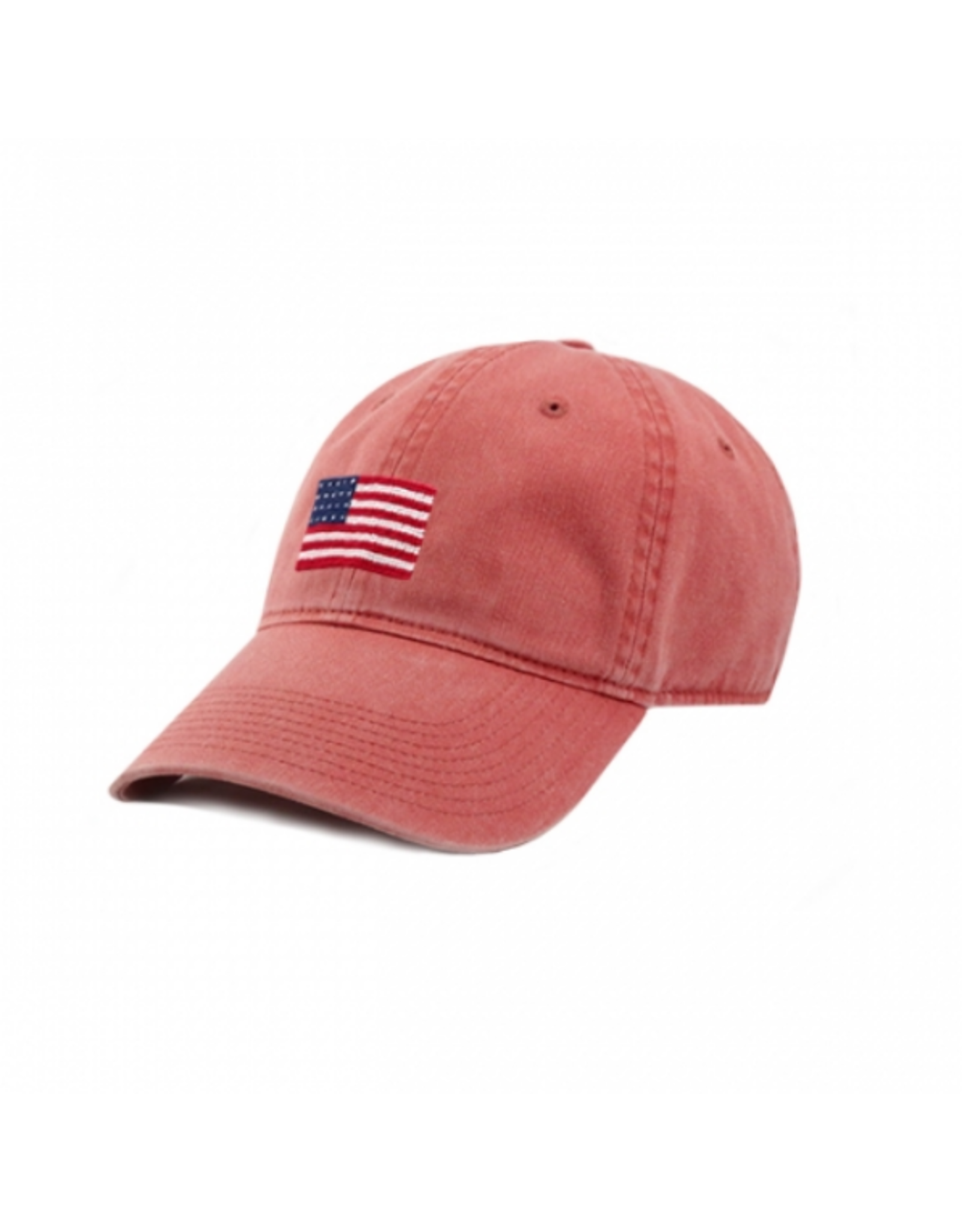 Smathers & Branson S&B Needlepoint Ball Hat, American Flag on Nantucket Red