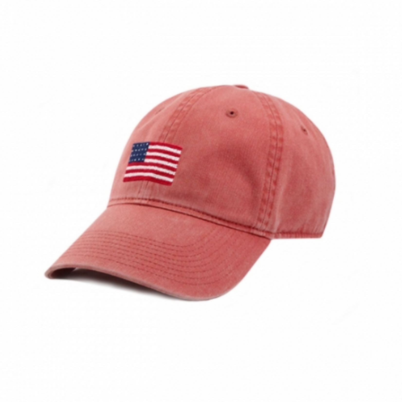 Smathers & Branson S&B Needlepoint Ball Hat, American Flag on Nantucket Red