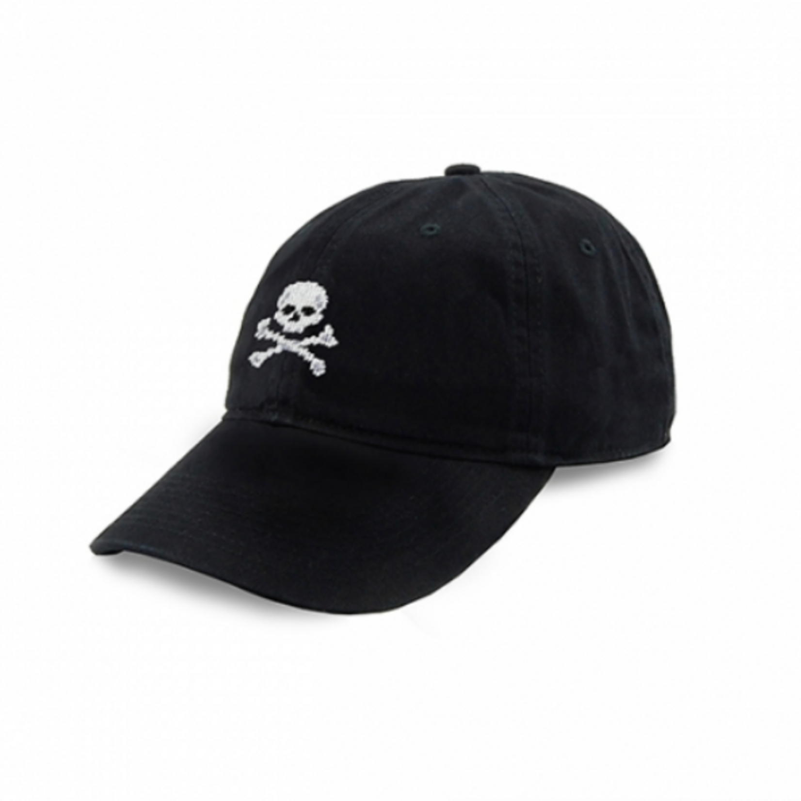 Smathers & Branson S&B Needlepoint Ball Hat, Jolly Roger on Black