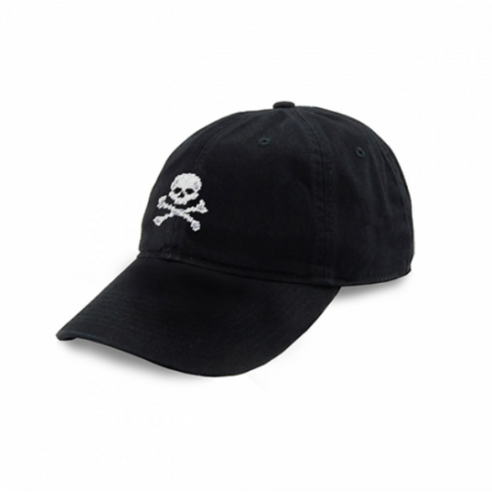 Smathers & Branson S&B Needlepoint Ball Hat, Jolly Roger on Black