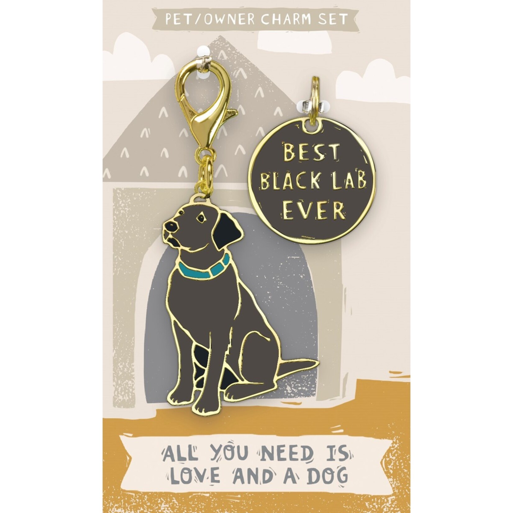 Primitives by Kathy Pet/Owner Charm Set, Black Lab