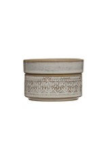 3-3/4" Round x 2-1/2"H Stoneware Stackable Container/Dish,