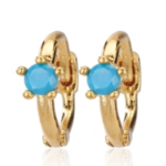 Cool and Interesting CAI Huggies, Single Stone, Gold Turq