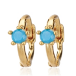 Cool and Interesting Huggies, Single Stone, Gold Turq