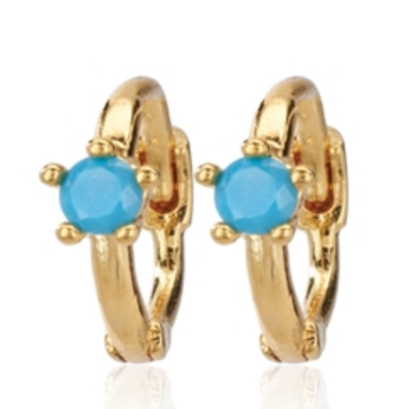 Cool and Interesting CAI Huggies, Single Stone, Gold Turq