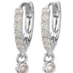 Cool and Interesting CAI Huggies, Single Dangle Stone, Silver Opal