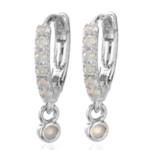Cool and Interesting Huggies, Single Dangle Stone, Silver Opal
