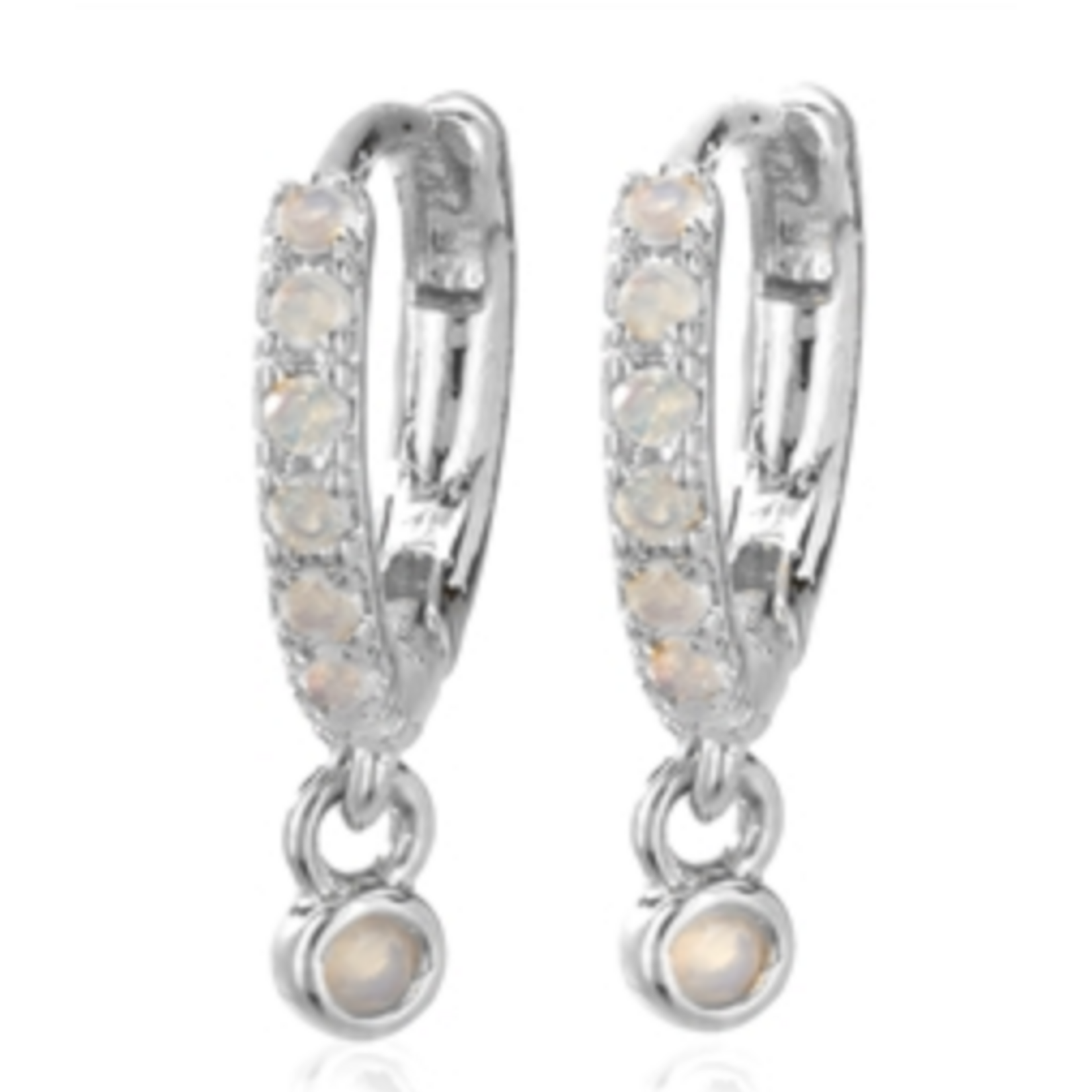Cool and Interesting Huggies, Single Dangle Stone, Silver Opal
