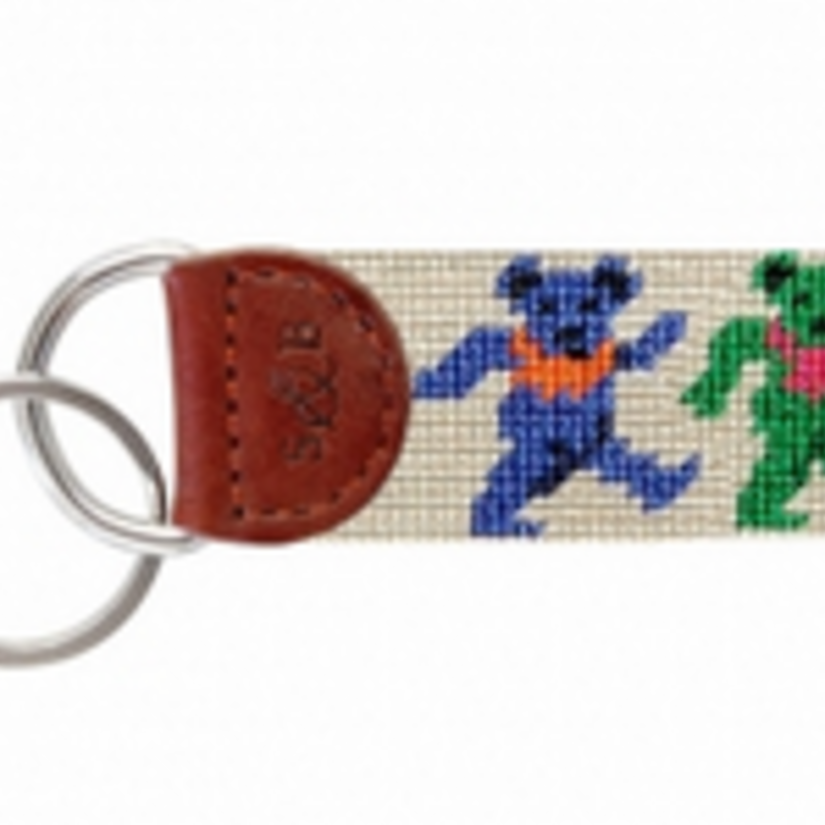 Smathers & Branson S&B Needlepoint Key Fob, Dancing Bears on Oatmeal