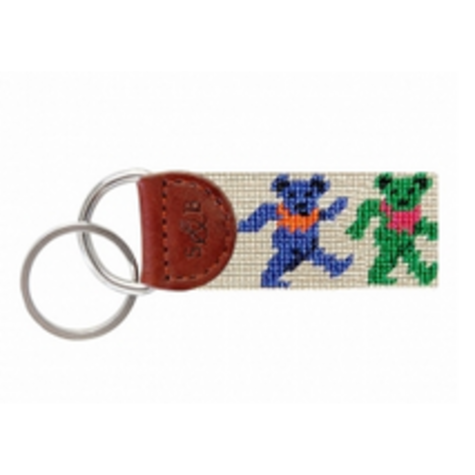 Smathers & Branson S&B Needlepoint Key Fob, Dancing Bears on Oatmeal