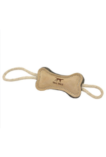 16" Leather & Wool Bone Dog Tug Toy