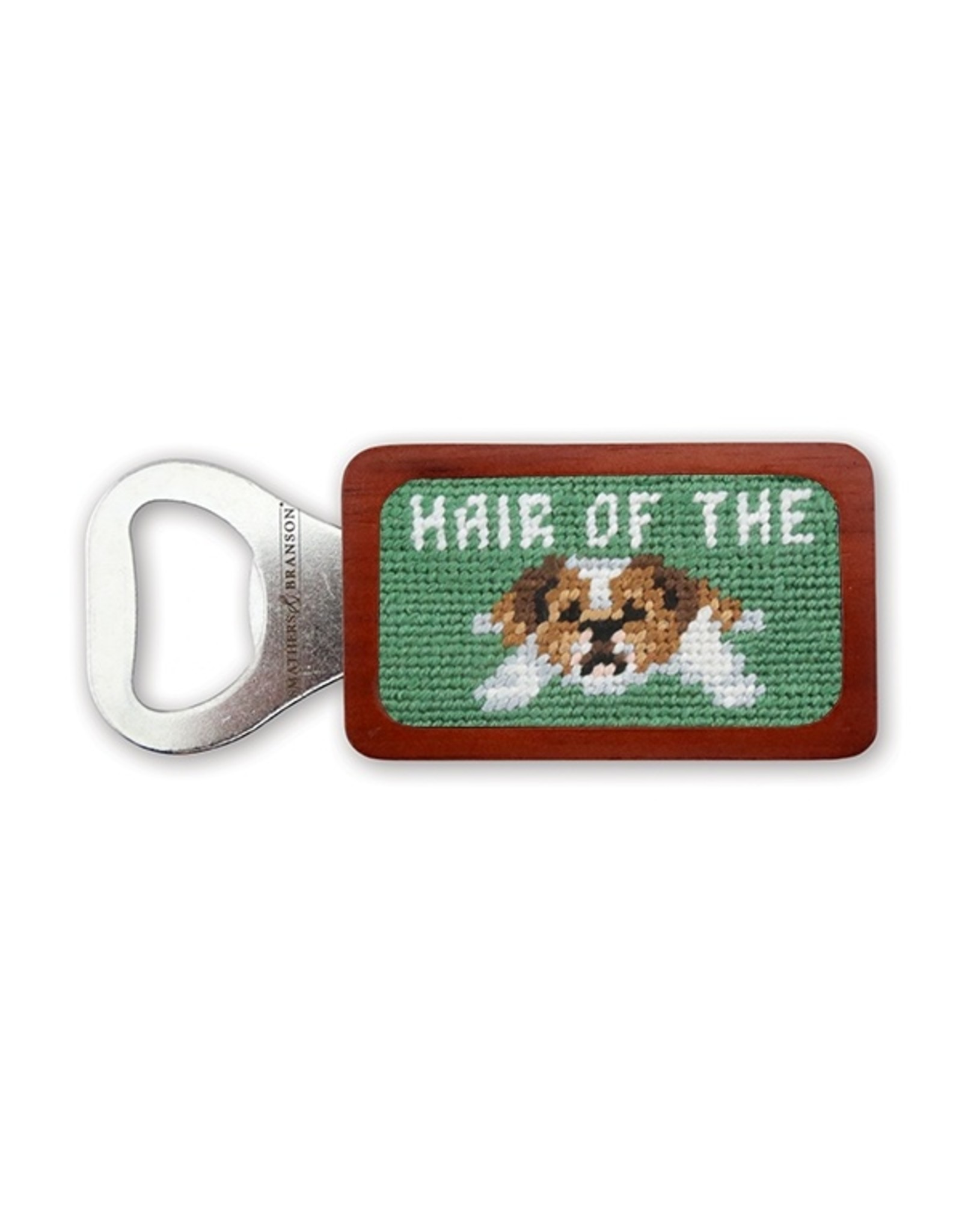 Smathers & Branson S&B Needlepoint Bottle Opener, Hair of the Dog on Sage