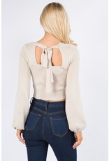 Long Sleeve, Square Neck, Tie Back Top