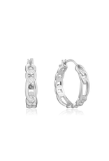 Ania Haie Figaro Chain Hoop Earrings,silver