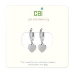 Cool and Interesting CAI Silver Huggies Earrings, heart