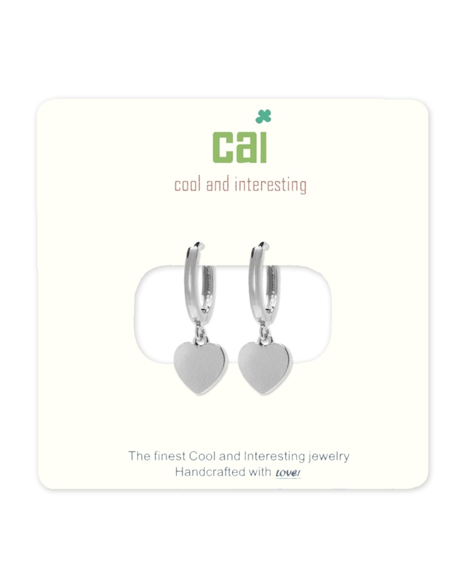 Cool and Interesting CAI Silver Huggies Earrings, heart