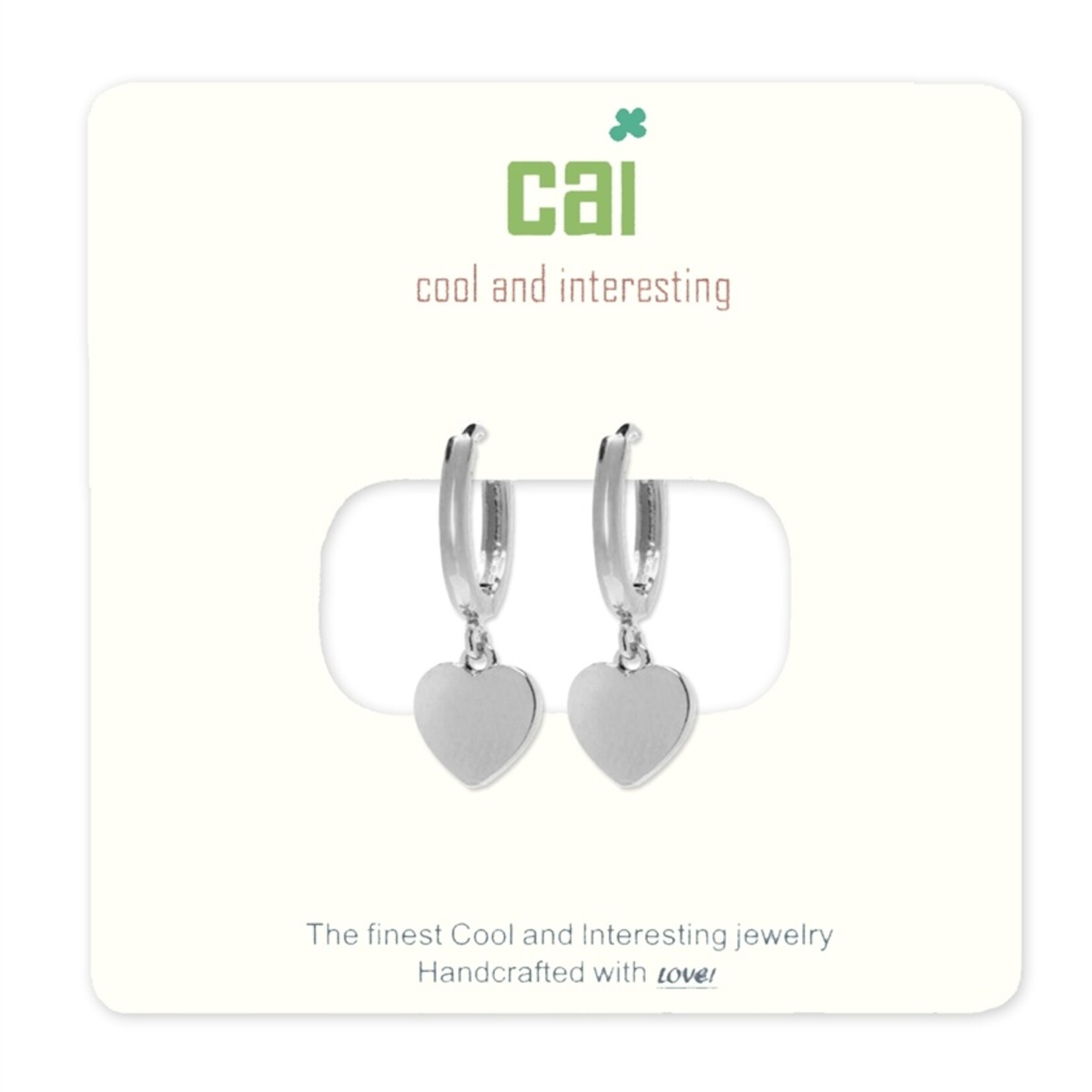 Cool and Interesting CAI Silver Huggies Earrings, heart