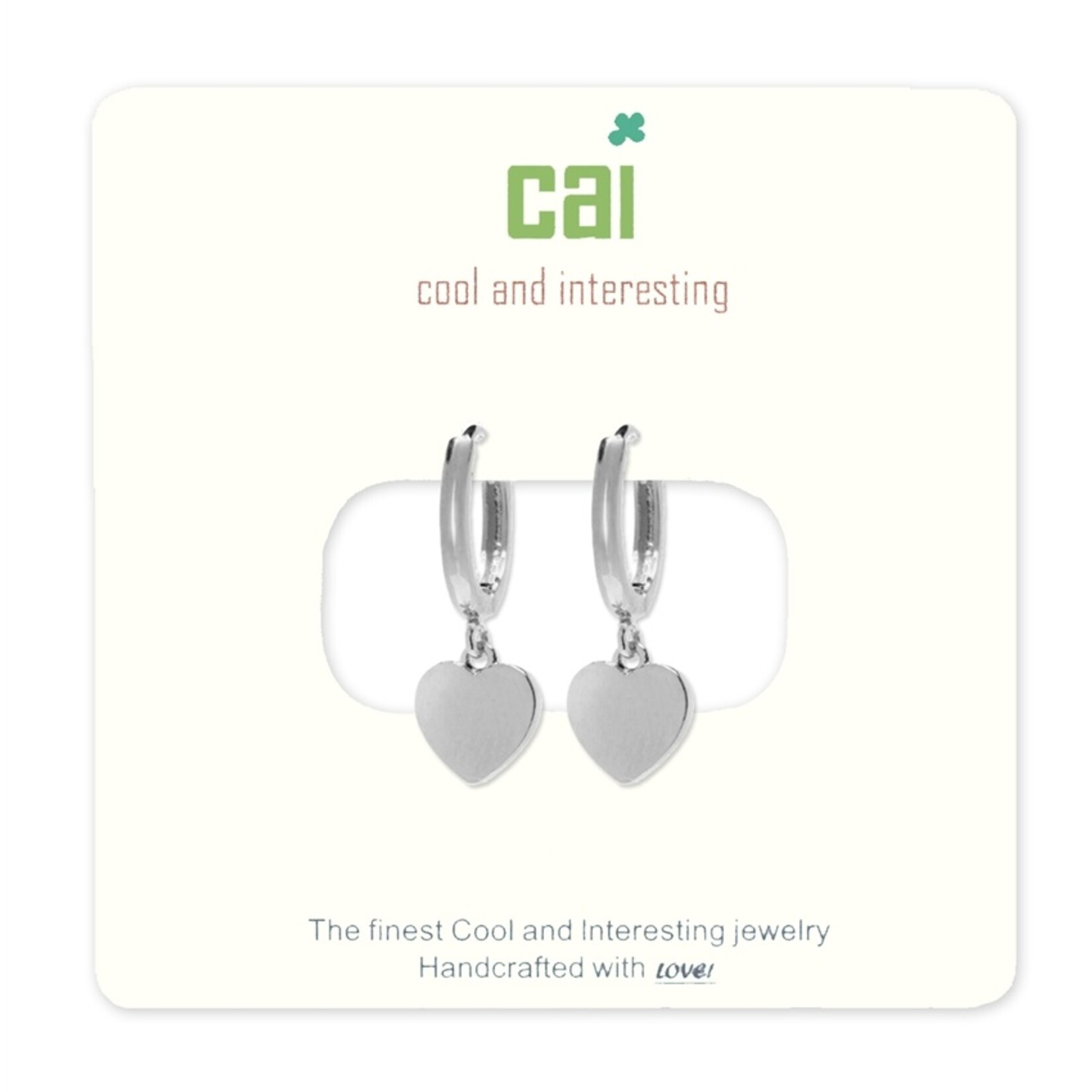 Cool and Interesting CAI Silver Huggies Earrings, heart
