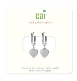 CAI Silver Huggies Earrings, heart
