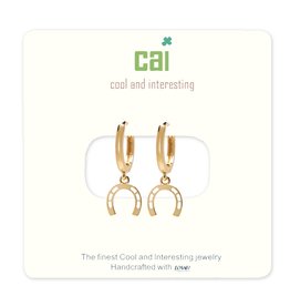 CAI Huggie Earrings, gold horseshoe