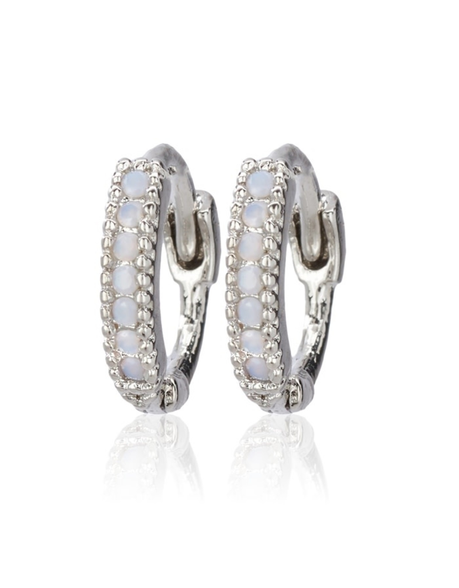 Cool and Interesting CAI Huggies, pave stone, silver opal