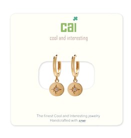 Cool and Interesting CAI Gold Huggie Earrings, compass